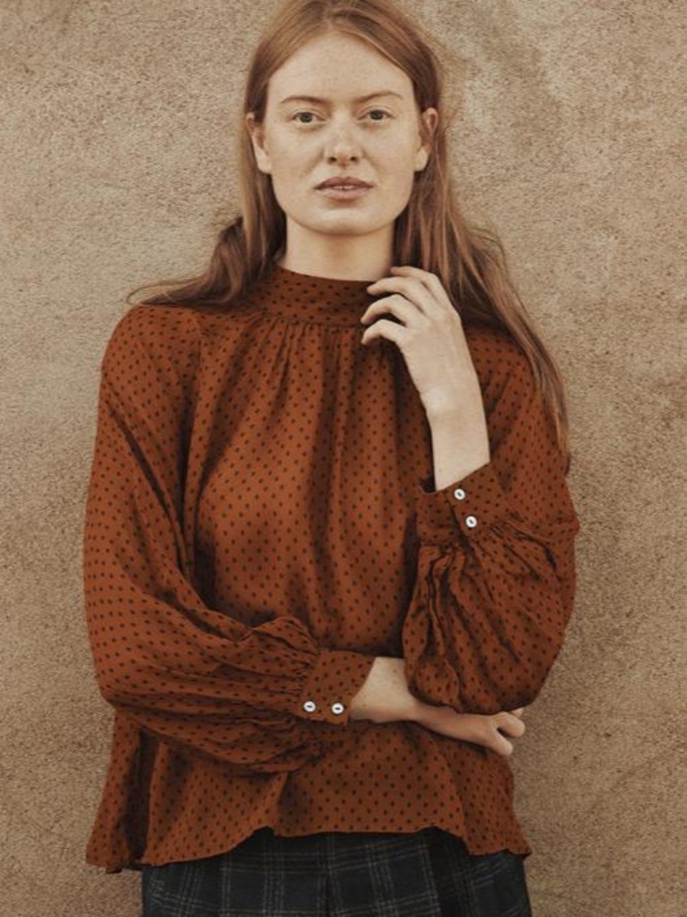 Nygardsanna Raglan Blouse with Dot Print